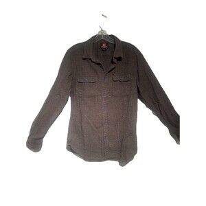 Quicksilver~Men's Size Med Gray Blue Button-Up Shirt Long Sleeve Cotton Skater